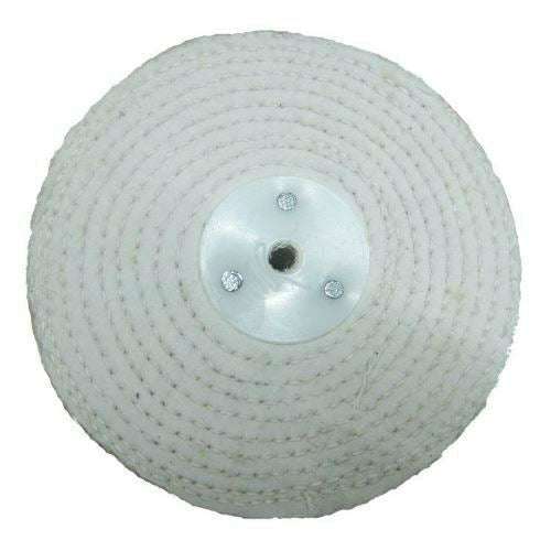 Sisal 6 polishing buffing wheel with pale natural sisal fibres and central metal mounting hub