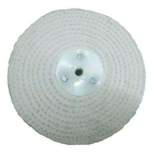 Sisal 8" x 1" Metal Polishing Buffing Wheel Mop, white layered sisal with metal centre hub