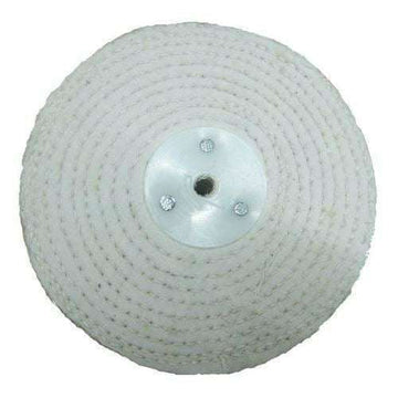 Sisal buffing polishing wheels featuring a white woven sisal surface and central metal mounting hub