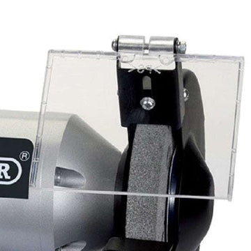Spare Eye Shield, clear plastic protective guard with metal hinge for a bench grinder