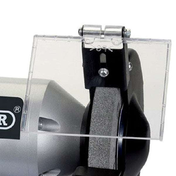 Spare Eye Shield, clear plastic protective guard with metal hinge for a bench grinder