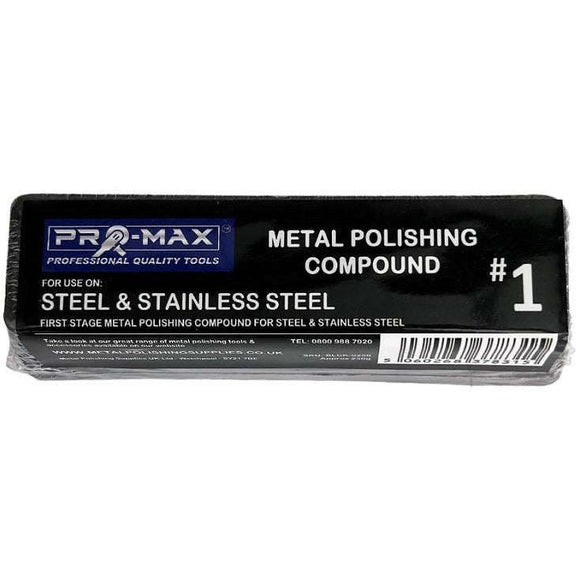 Metal polishing compound bar, black wrapped Steel & Stainless Steel abrasive, Pro-Max #1 coarse first-cut formula