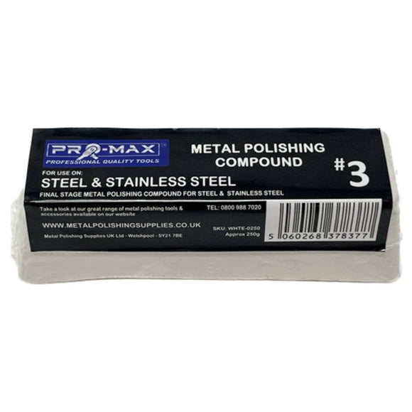 Steel & Stainless Steel black metal polishing compound bar in branded Pro-Max packaging, number 3