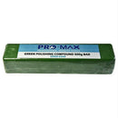 Steel & Stainless Steel green metal polishing compound bar, Pro-Max 500g wrapped block with labelled packaging