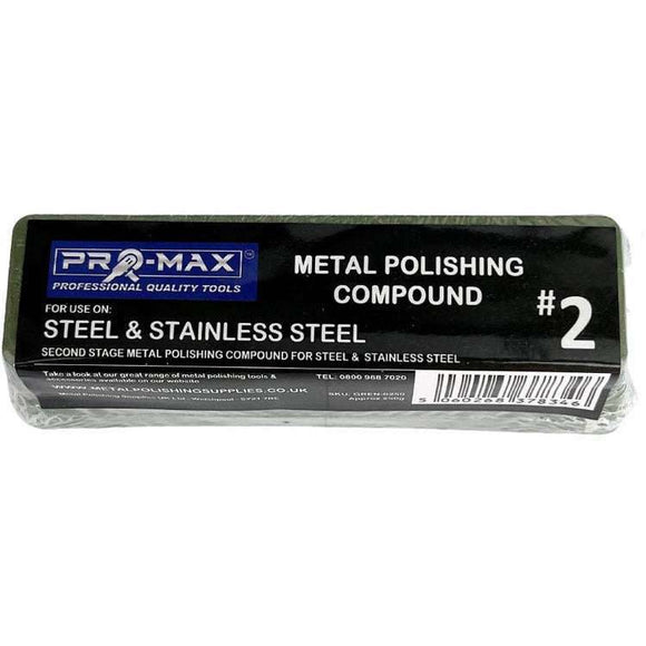 Steel & Stainless Steel metal polishing compound bar in green packaging, medium abrasive second-stage finishing formula