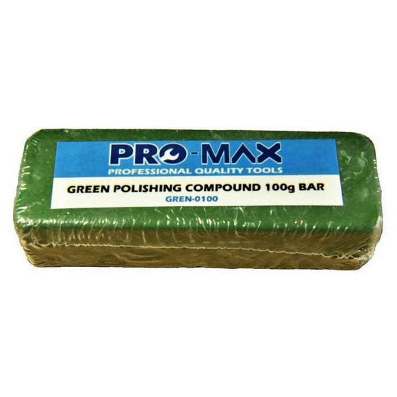 Steel & Stainless Steel green polishing compound bar, 100g, wrapped with a Pro-Max label