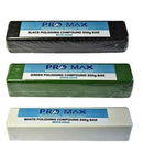 Steel & Stainless Steel polishing compound kit with black, green and white 500g bars in wrapped packaging