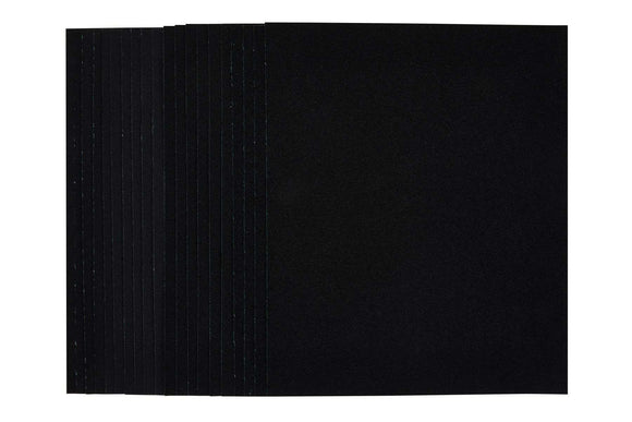 Wet And Dry Sandpaper sheets in black abrasive paper, assorted grades and overlapping rectangular sheets
