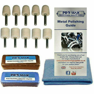 Kit de polissage de métal en laiton en alliage d'aluminium Perceuse 13pc Pro-Max