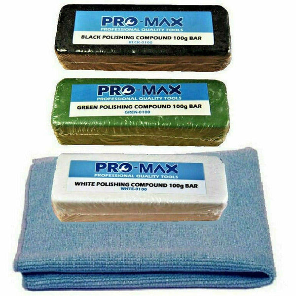 Kit de polissage de métal pour meuleuse d'établi en acier et en acier inoxydable 9pc 6" x 1/2" Pro-Max
